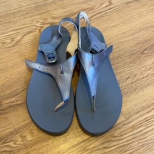 Olukai metallic gray sandals